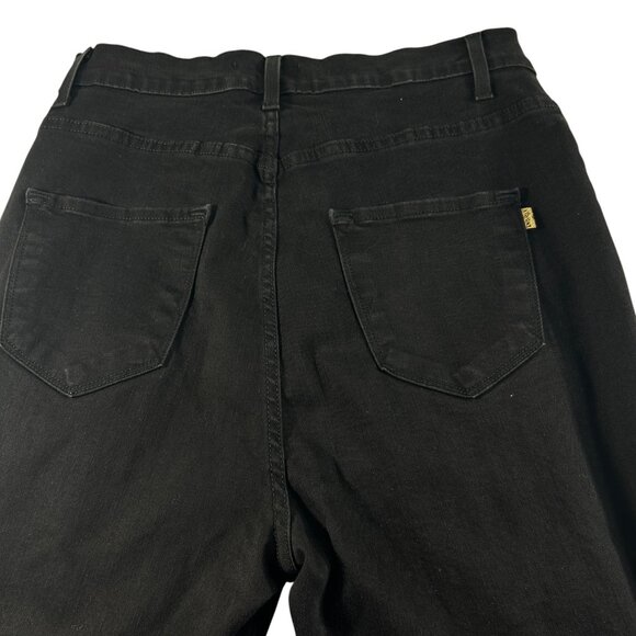 Vibrant MIU Bell Bottom Flare Black Jeans 1X Distressed Frayed Hem High Waist - Picture 4 of 12